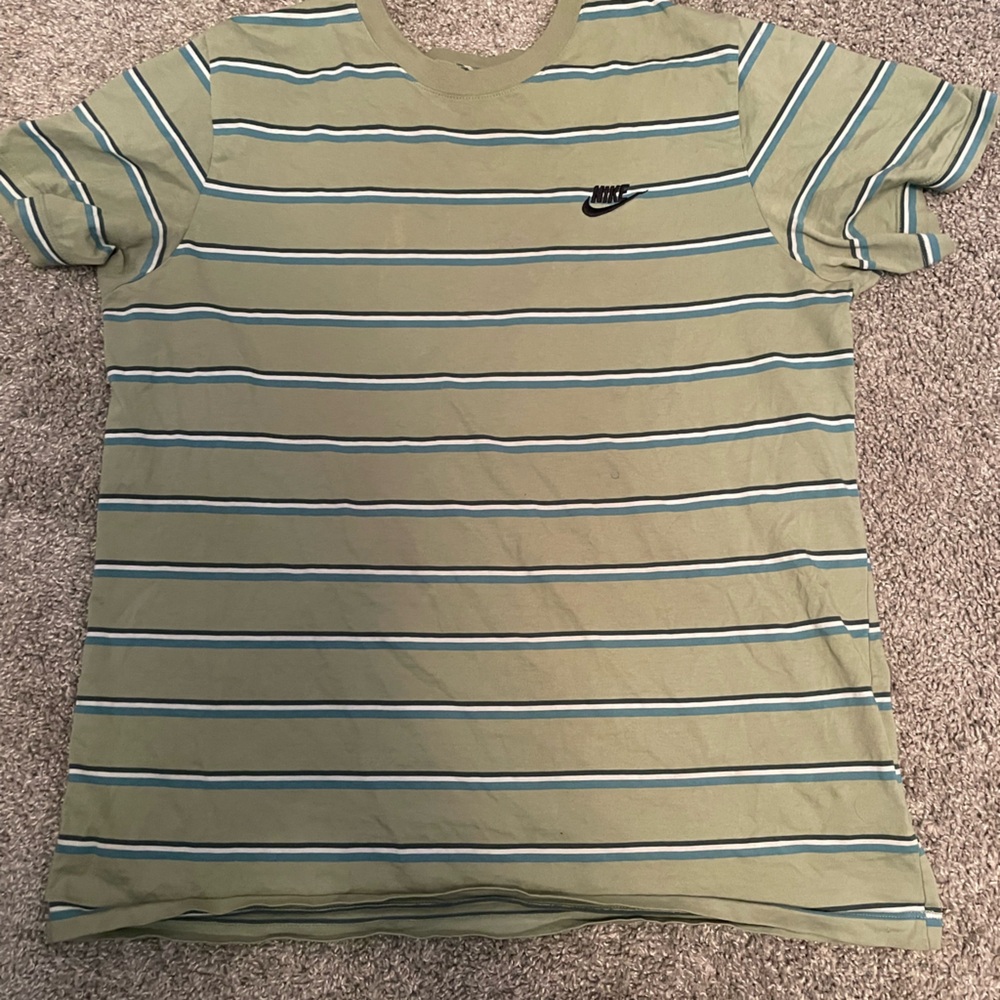 Nike Olive and Teal Striped Tee